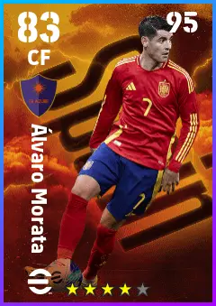 Alvaro Morata eFootball 2026 player card — 83 OVR CF