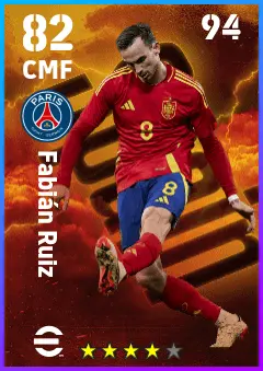 Fabian Ruiz eFootball 2026 player card — 82 OVR CMF