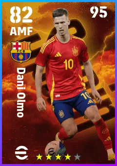 Dani Olmo eFootball 2026 player card — 82 OVR AMF