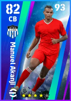 Manuel Akanji eFootball 2026 player card — 82 OVR CB