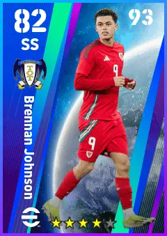 Brennan Johnson eFootball 2026 player card — 82 OVR SS