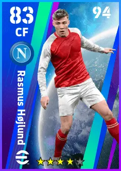 Rasmus Hojlund eFootball 2026 player card — 83 OVR CF