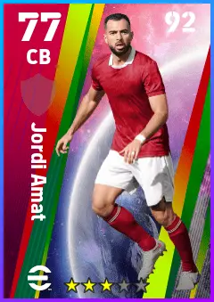Jordi Amat eFootball 2026 player card — 77 OVR CB