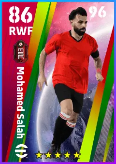Mohamed Salah eFootball 2026 player card — 86 OVR RWF