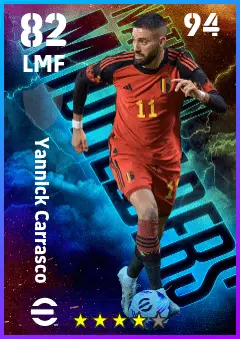 Yannick Carrasco eFootball 2026 player card — 82 OVR LMF