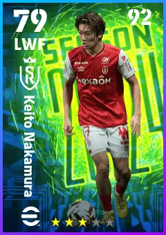 Keito Nakamura eFootball 2026 player card — 79 OVR LWF