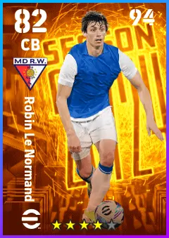 Robin Le Normand eFootball 2026 player card — 82 OVR CB