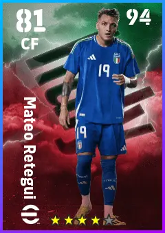 Mateo Retegui eFootball 2026 player card — 81 OVR CF