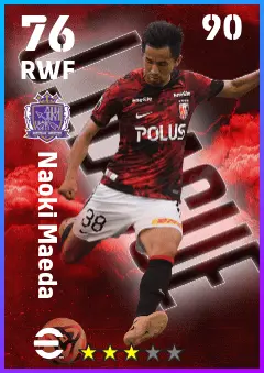 Naoki Maeda eFootball 2026 player card — 76 OVR RWF