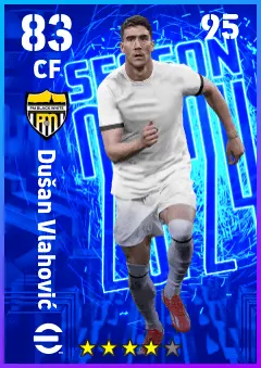 Dusan Vlahovic eFootball 2026 player card — 83 OVR CF