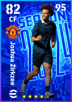 Joshua Zirkzee eFootball 2026 player card — 82 OVR CF