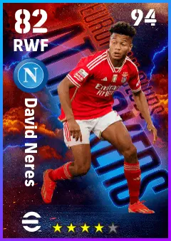 David Neres eFootball 2026 player card — 82 OVR RWF