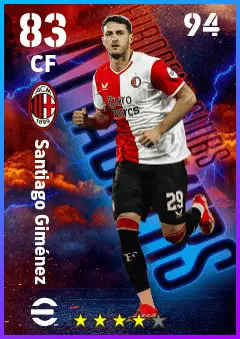 Santiago Gimenez eFootball 2026 player card — 83 OVR CF
