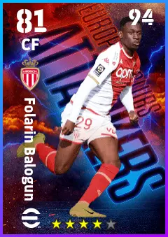 Folarin Balogun eFootball 2026 player card — 81 OVR CF