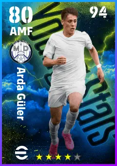 Arda Guler eFootball 2026 player card — 80 OVR AMF