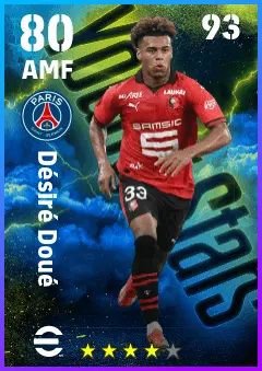 Desire Doue eFootball 2026 player card — 80 OVR AMF