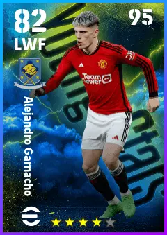 Alejandro Garnacho eFootball 2026 player card — 82 OVR LWF