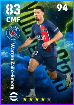 Warren Zaire-Emery eFootball 2026 player card — 83 OVR CMF
