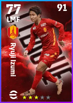 Ryuji Izumi eFootball 2026 player card — 77 OVR LMF