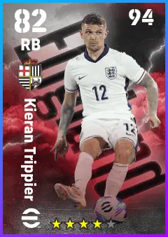 Kieran Trippier eFootball 2026 player card — 82 OVR RB
