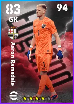Aaron Ramsdale eFootball 2026 player card — 83 OVR GK