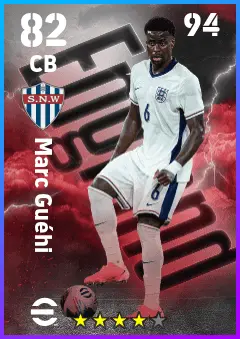 Marc Guehi eFootball 2026 player card — 82 OVR CB