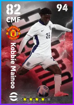 Kobbie Mainoo eFootball 2026 player card — 82 OVR CMF