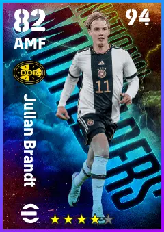 Julian Brandt eFootball 2026 player card — 82 OVR AMF