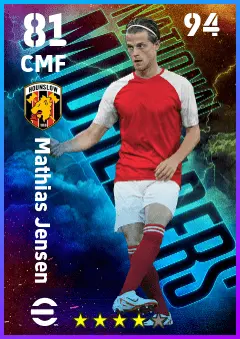 Mathias Jensen eFootball 2026 player card — 81 OVR CMF