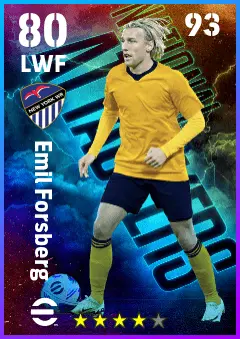 Emil Forsberg eFootball 2026 player card — 80 OVR LWF