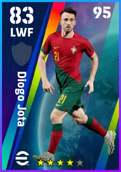 Diogo Jota eFootball 2026 player card — 83 OVR LWF