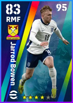 Jarrod Bowen eFootball 2026 player card — 83 OVR RMF