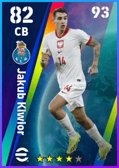 Jakub Kiwior eFootball 2026 player card — 82 OVR CB