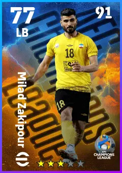 Milad Zakipour eFootball 2026 player card — 77 OVR LB