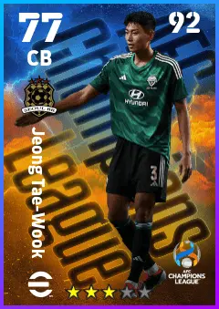 Jeong Tae-Wook eFootball 2026 player card — 77 OVR CB