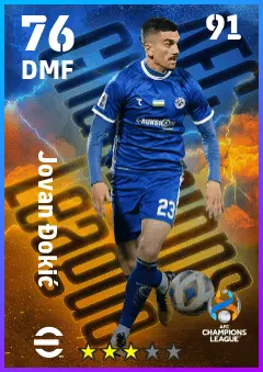 Jovan Dokic eFootball 2026 player card — 76 OVR DMF