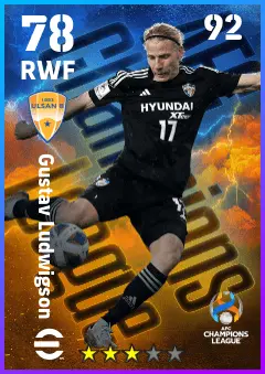 Gustav Ludwigson eFootball 2026 player card — 78 OVR RWF