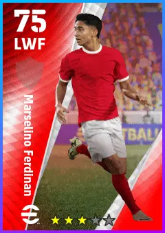 Marselino Ferdinan eFootball 2026 player card — 75 OVR LWF