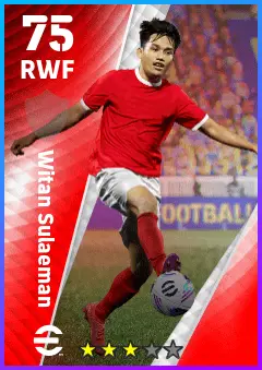 Witan Sulaeman eFootball 2026 player card — 75 OVR RWF