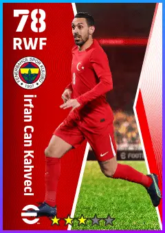 Irfan Can Kahveci eFootball 2026 player card — 78 OVR RWF