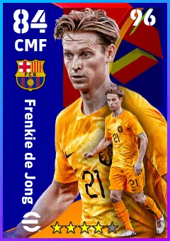 Frenkie de Jong eFootball 2026 player card — 84 OVR CMF