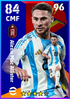 Alexis Mac Allister eFootball 2026 player card — 84 OVR CMF