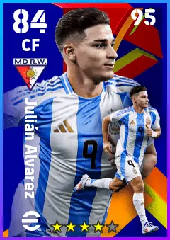 Julian Alvarez eFootball 2026 player card — 84 OVR CF