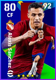 Alexis Sanchez eFootball 2026 player card — 80 OVR CF