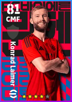 Konrad Laimer eFootball 2026 player card — 81 OVR CMF