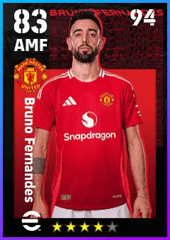 Bruno Fernandes eFootball 2026 player card — 83 OVR AMF