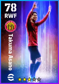 Takuma Asano eFootball 2026 player card — 78 OVR RWF