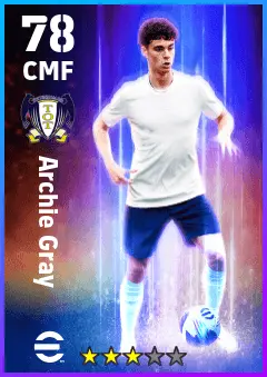 Archie Gray eFootball 2026 player card — 78 OVR CMF