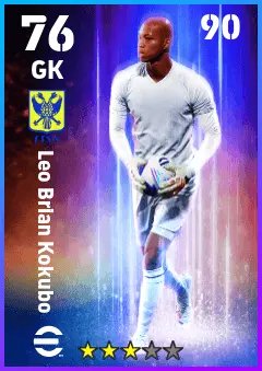 Leo Brian Kokubo eFootball 2026 player card — 76 OVR GK