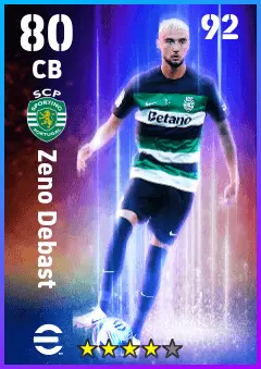 Zeno Debast eFootball 2026 player card — 80 OVR CB